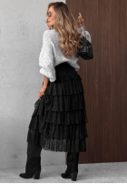Koronkowa spódnica maxi z falbankami Romantic Soul khaki