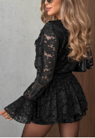 Krótki koronkowy kombinezon z falbankami Pretty Angel czekoladowy