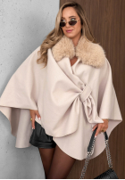 Płaszcz nietoperz z futerkiem Feather Soft szary