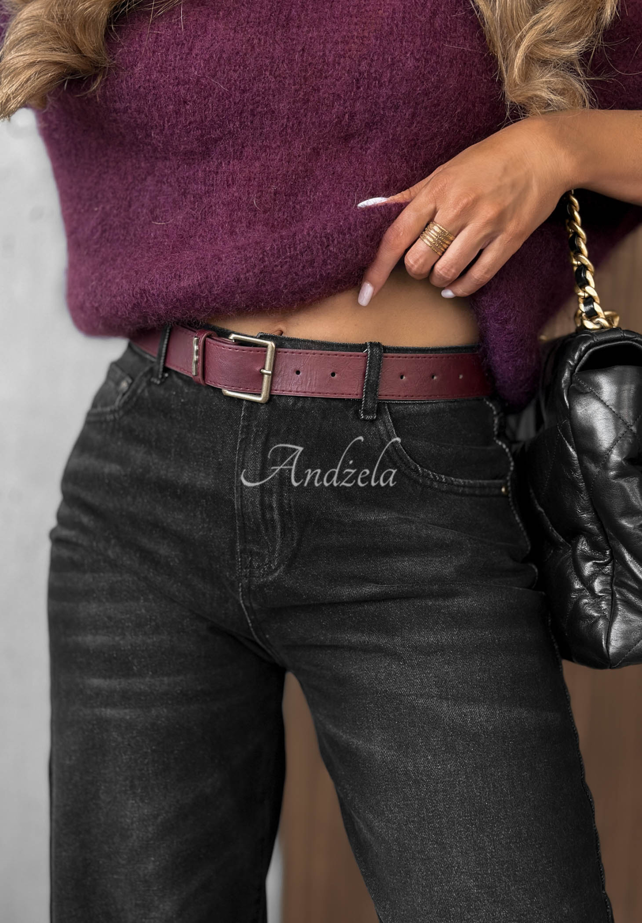 Nothing Serious Black Balloon-Fit Jeans with a Belt