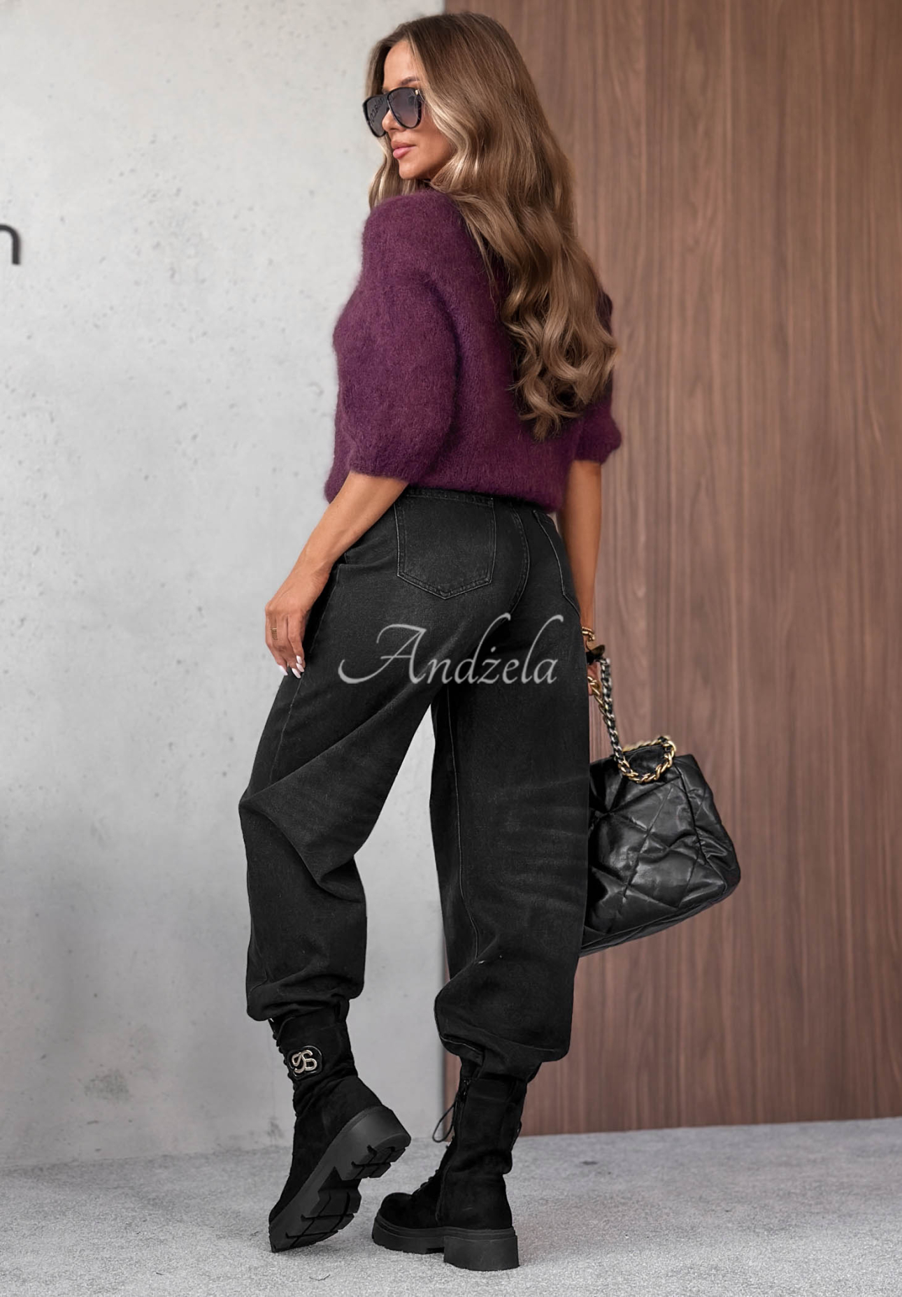 Spodnie jeansowe balloon fit z paskiem Nothing Serious czarne