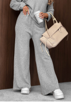 Dzianinowy komplet sweter i spodnie wide leg Maple Darling szary
