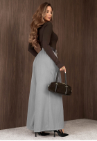 Materiałowe spodnie wide leg z paskiem Simple Elegance czarne
