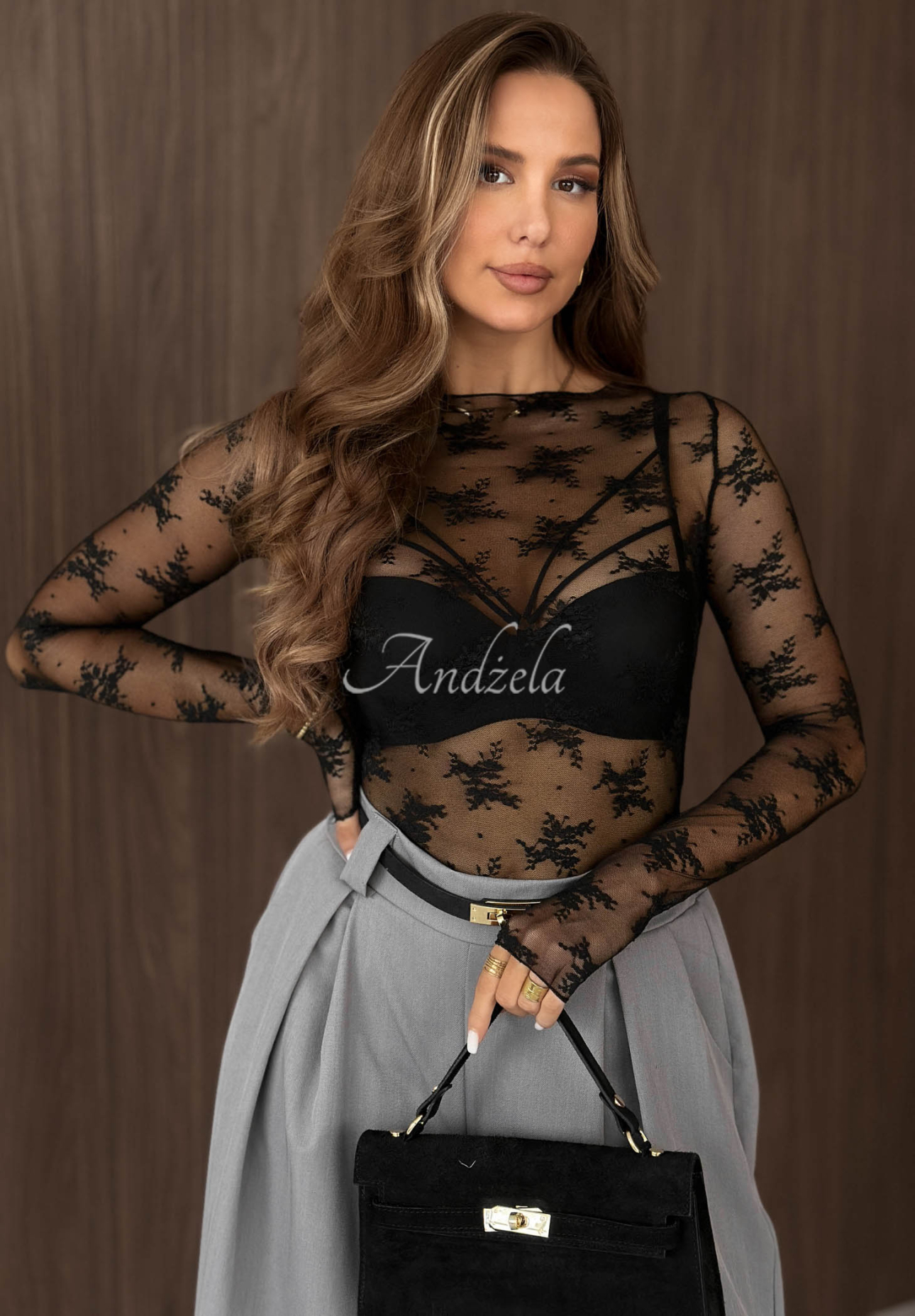 Koronkowa bluzka longsleeve Blush Season czarna