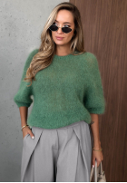 Moherowy sweter z krótkimi rękawami Soft Serenity śliwkowy