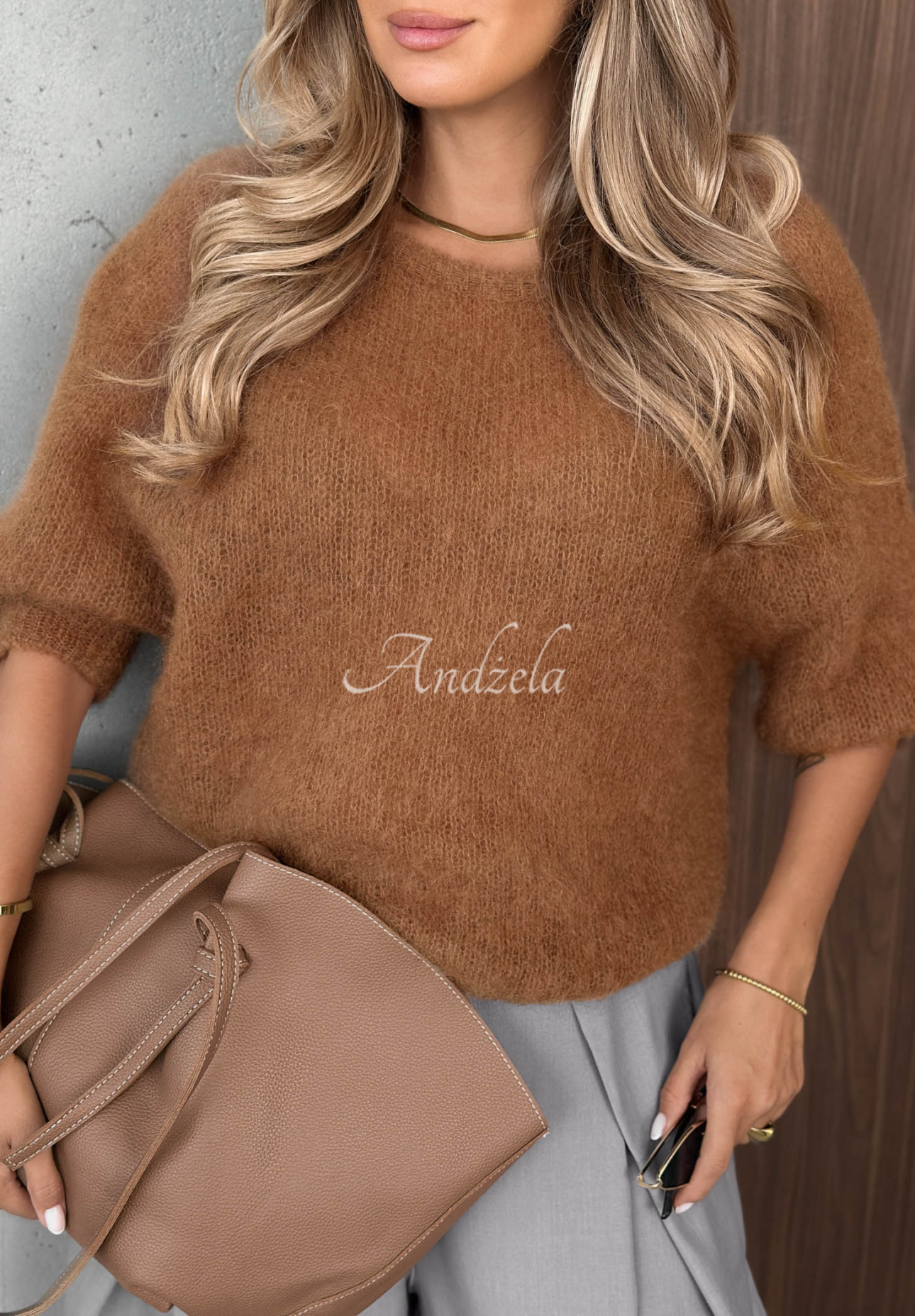 Soft Serenity Short-Sleeved Cashmere Sweater in Camel