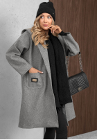 City Autumn Long Oversized Wool Coat, Gray