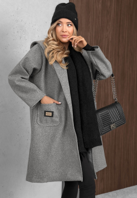 City Autumn Long Oversized Wool Coat, Gray