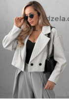 Krótki płaszcz z kołnierzem Casual Calm jasnoszary
