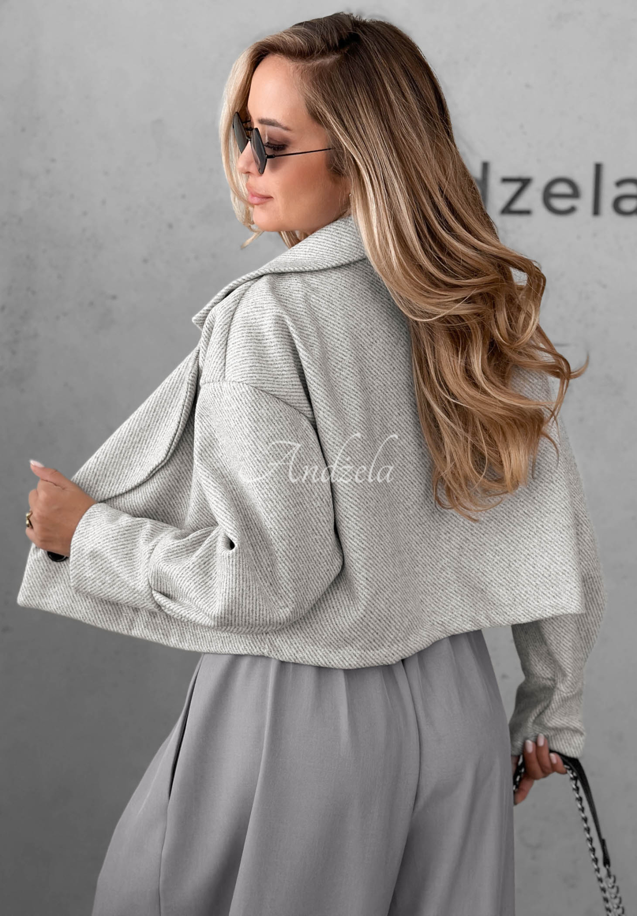 Short coat with collar Casual Calm light grey