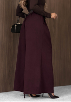 Materiałowe spodnie wide leg z paskiem Simple Elegance czarne