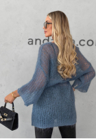 Długi moherowy sweter z paskiem Sweet Comfort burgundowy