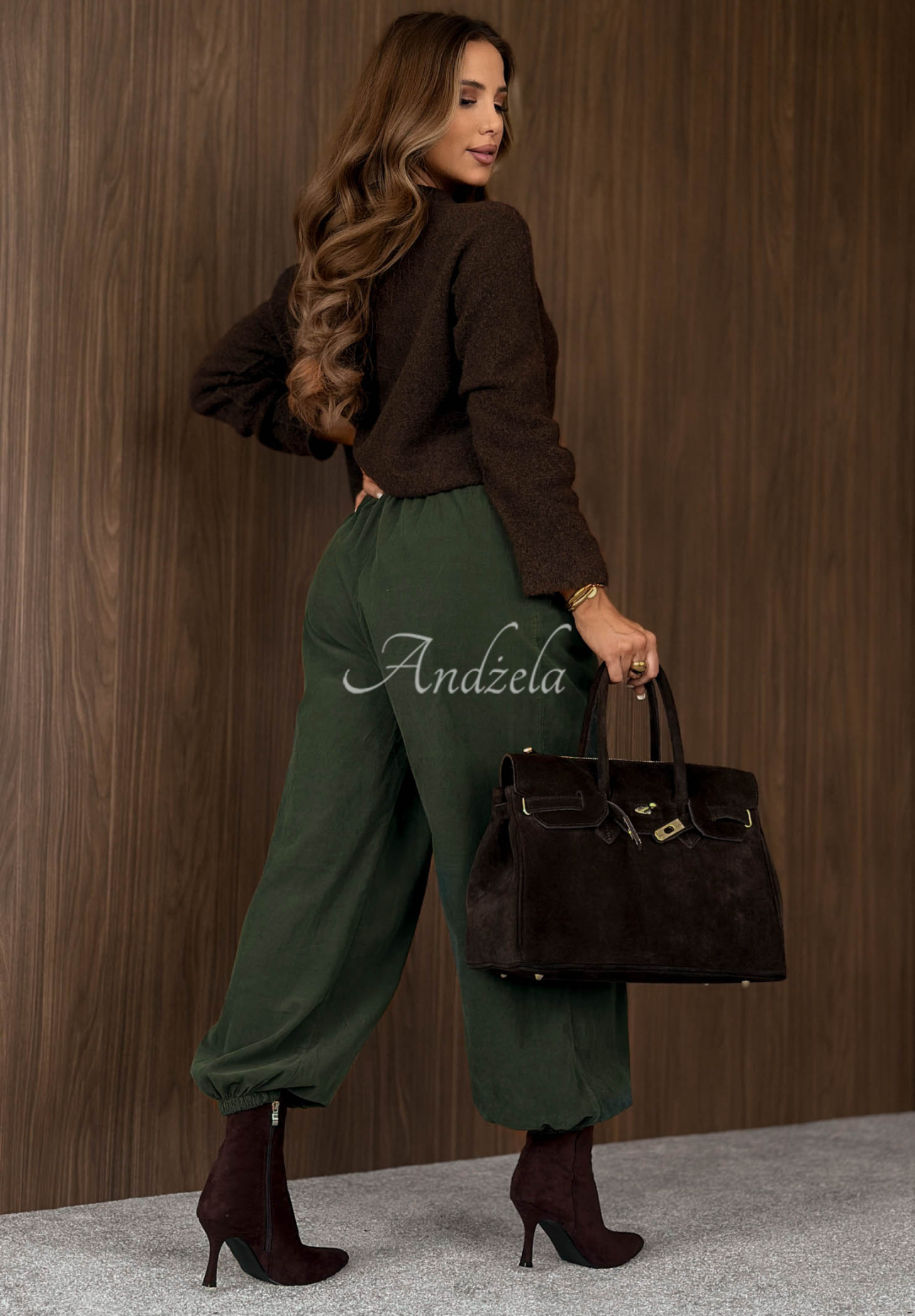 Simple Edit khaki cotton corduroy jogger pants with a belt
