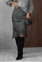 Spódnica maxi z koronką Subtle Lace czekoladowa