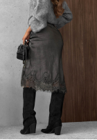 Spódnica maxi z koronką Subtle Lace czekoladowa