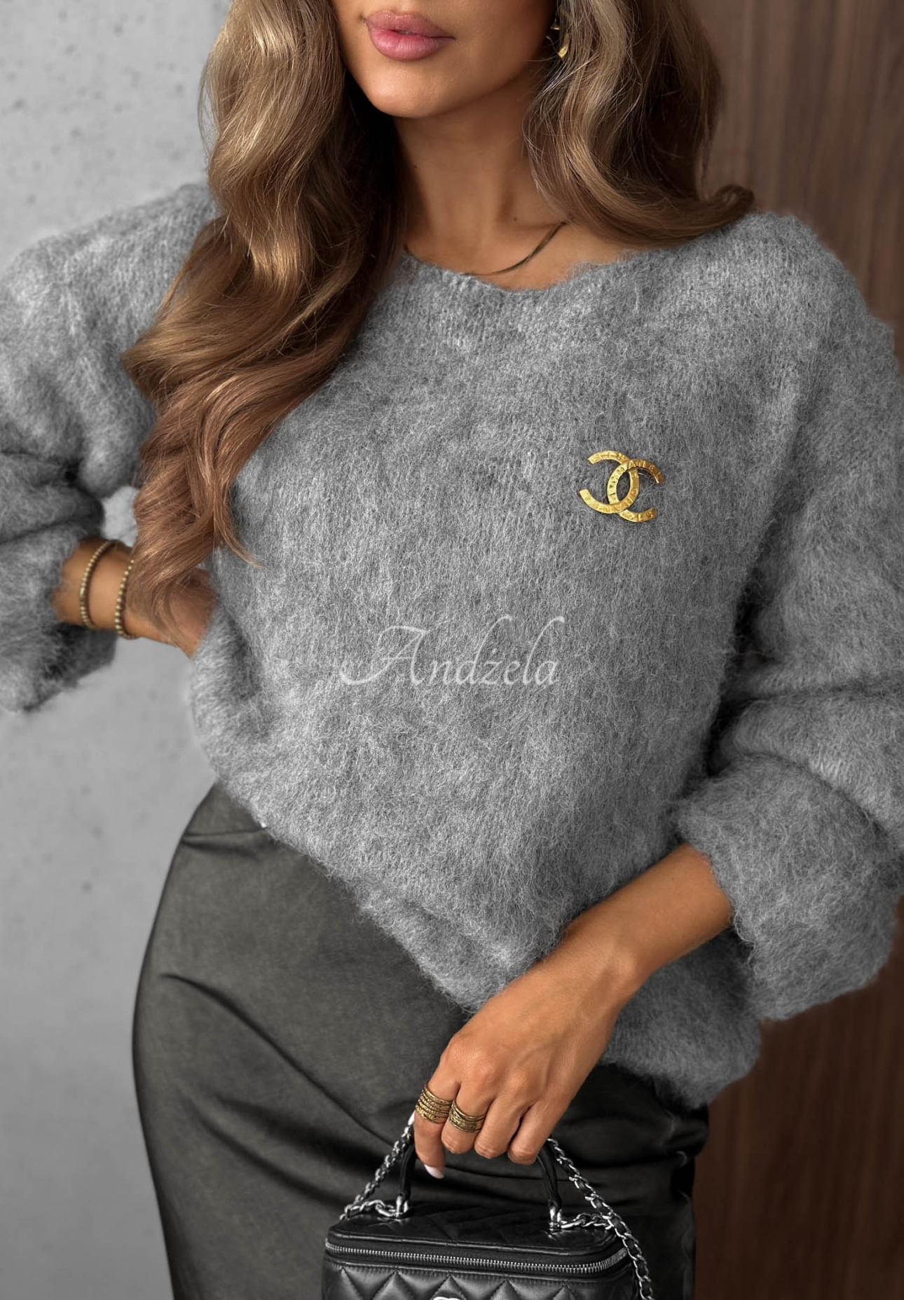 Miękki sweter z wełną Pretty Softness szary