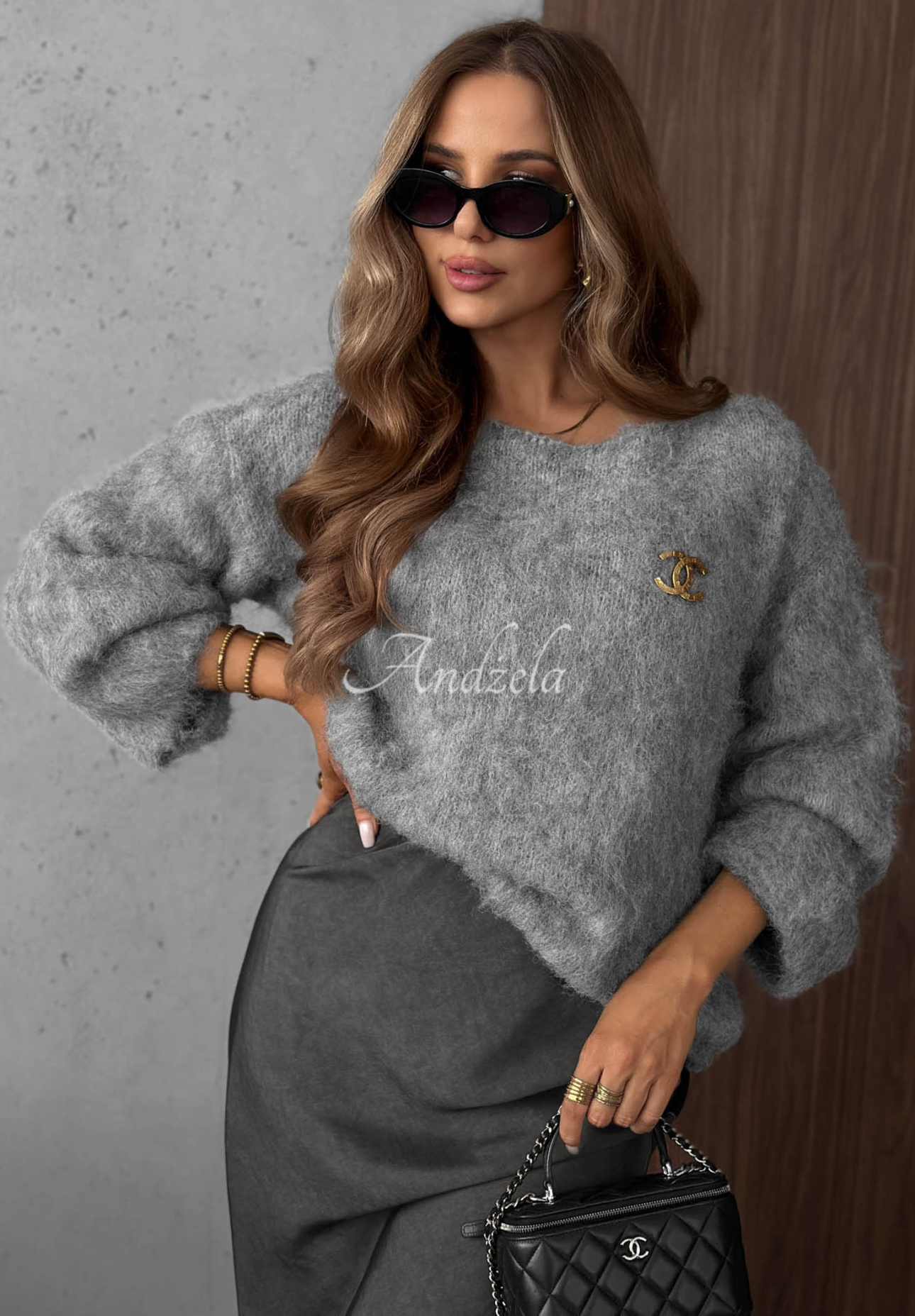 Miękki sweter z wełną Pretty Softness szary