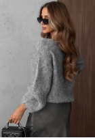 Miękki sweter z szerokim dekoltem Pretty Softness szary