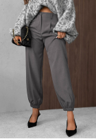 Eleganckie spodnie joggery z gumką w pasie Timeless Poise szare