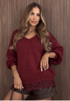 Sweter oversize z koronką Dusky Clouds rudy