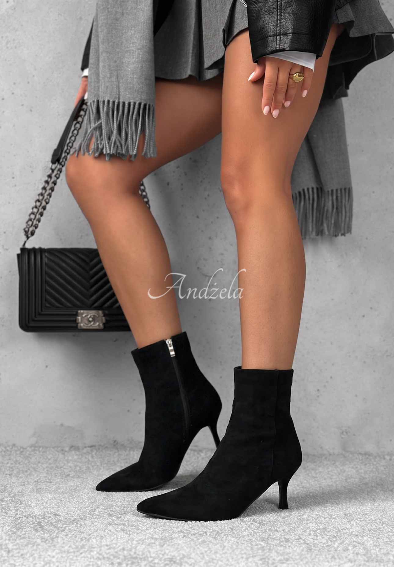 Late Night Black Suede Stiletto Ankle Boots