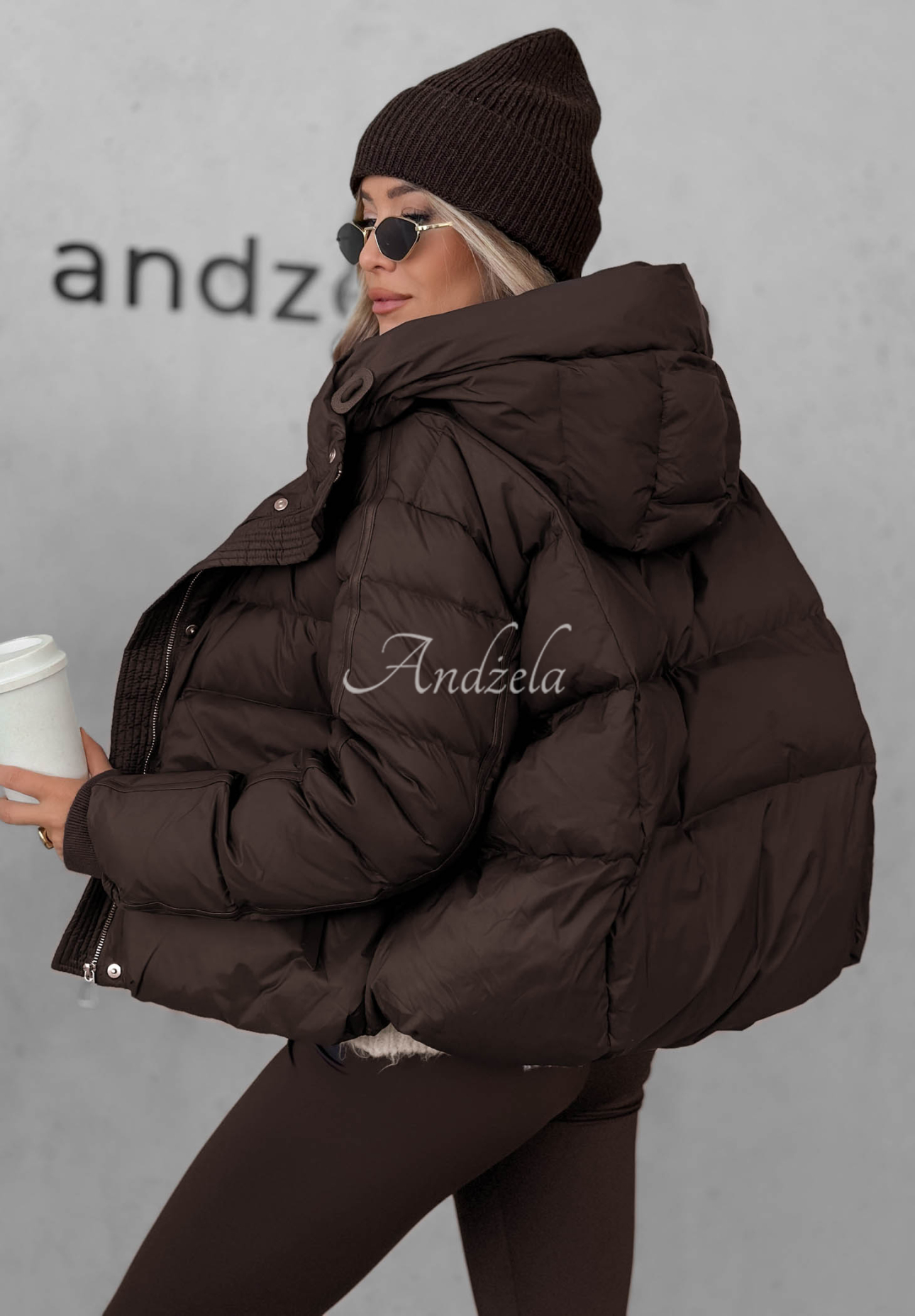 North Meadow Short Hooded Down Jacket in Chocolate Brown