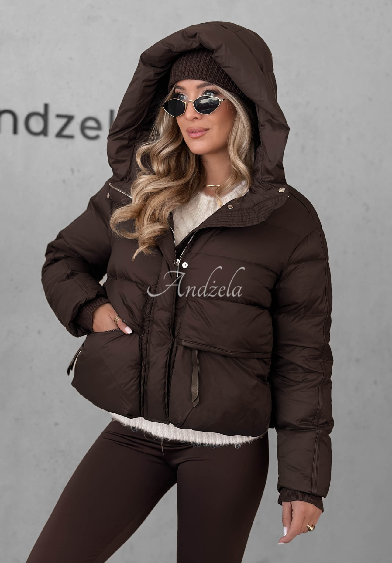 North Meadow Short Hooded Down Jacket in Chocolate Brown
