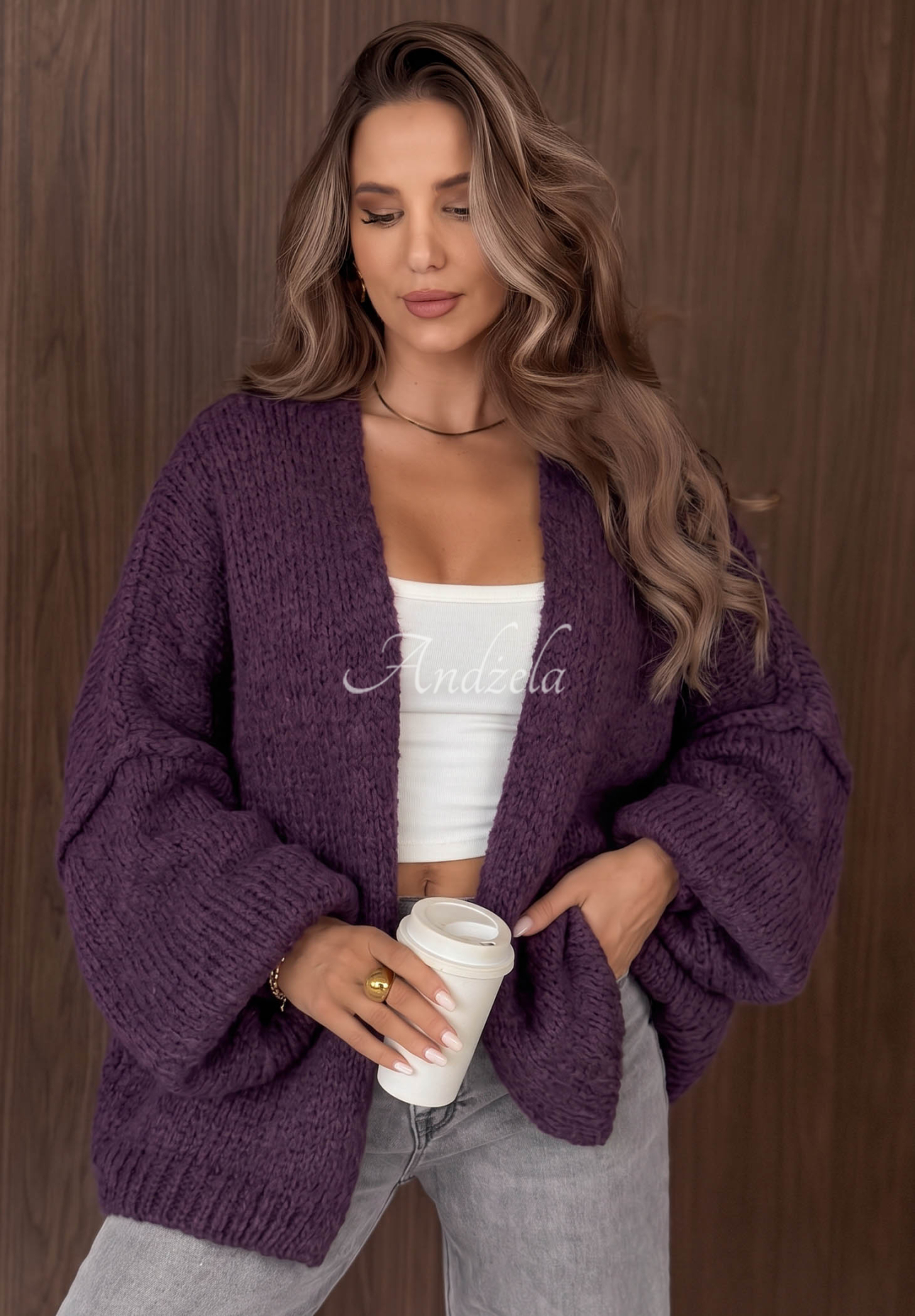 Be Gentle And Kind Oversized Wool Cardigan in Berry
