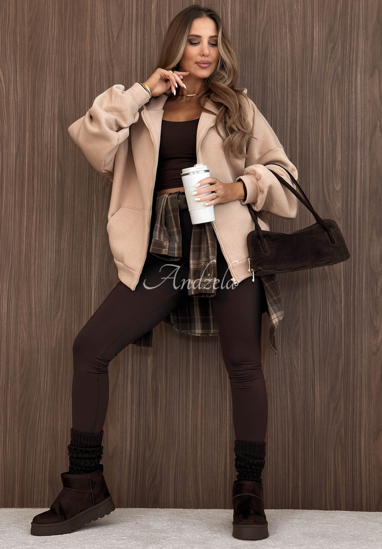 Don't Tell oversized hoodie, beige