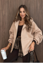 Bluza z kapturem oversize Don't Tell beżowa