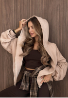 Bluza z kapturem oversize Don't Tell beżowa