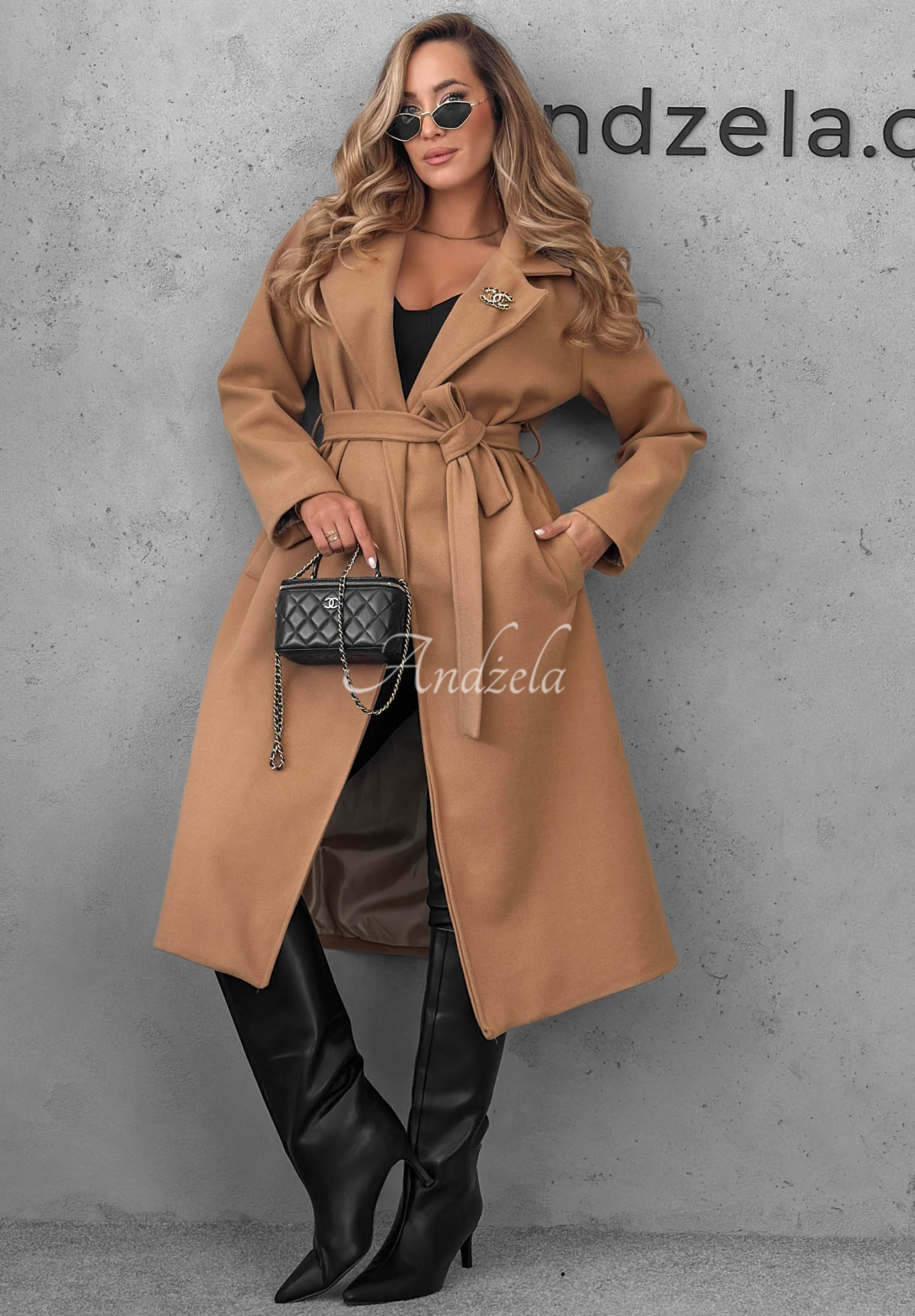 Autumn Fairytale Double-Breasted Coat with Belt in Camel