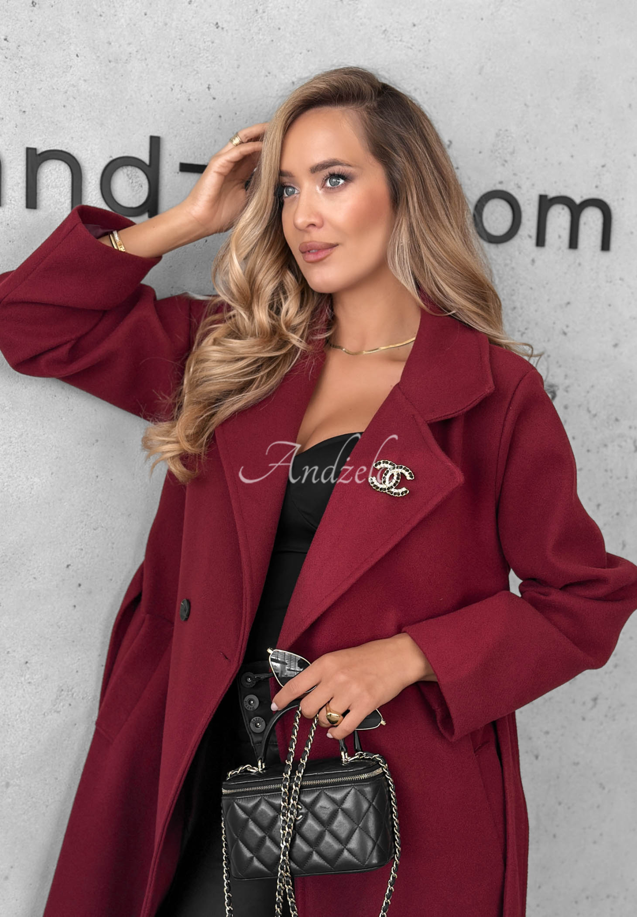 Autumn Fairytale Burgundy Double-Breasted Coat with Belt