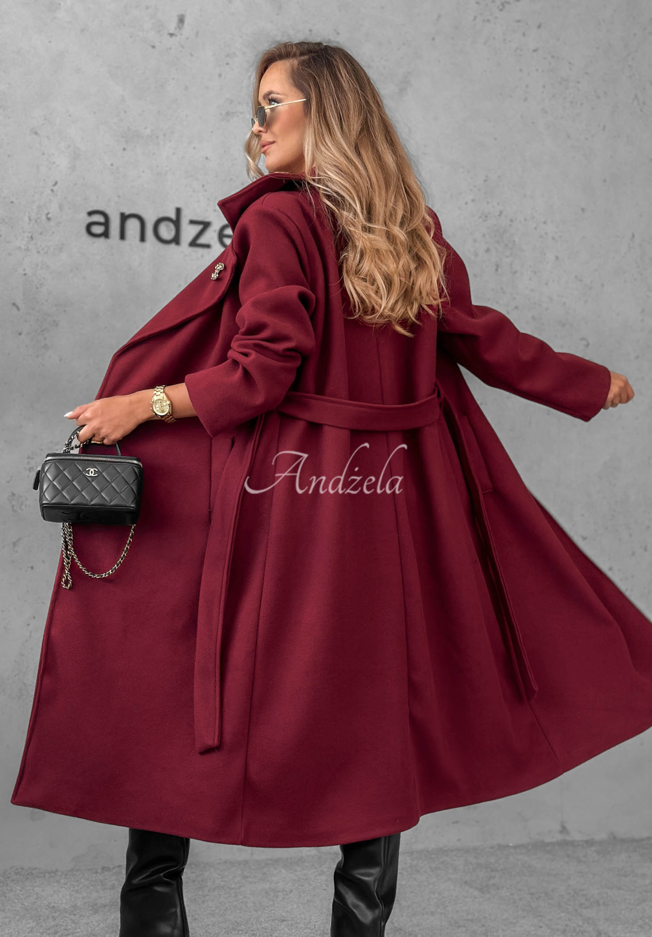 Autumn Fairytale Burgundy Double-Breasted Coat with Belt