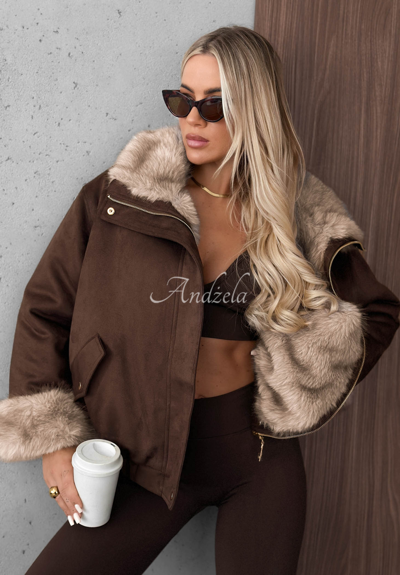 Frozen Kiss Reversible Fur-Lined Jacket in Chocolate Brown