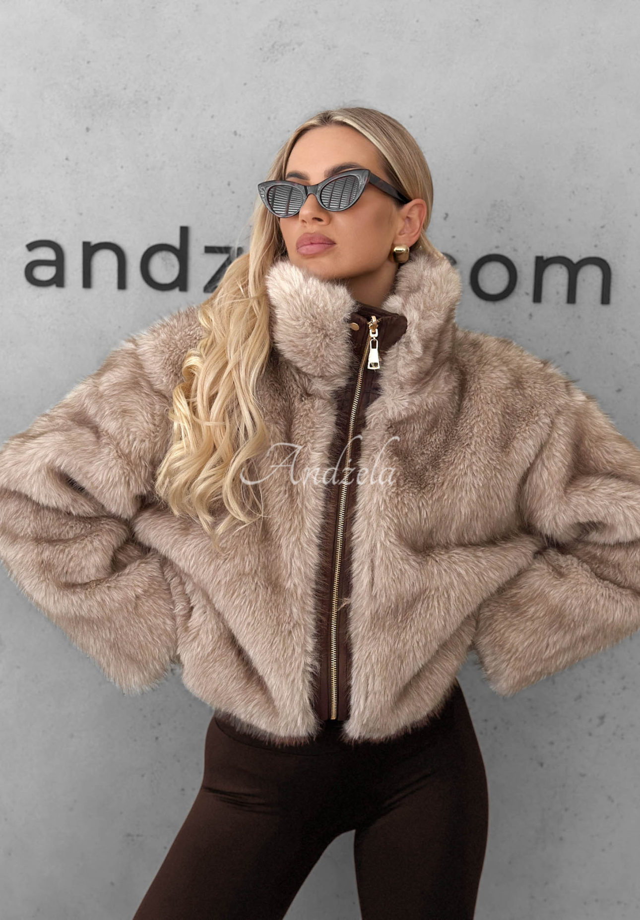 Frozen Kiss Reversible Fur-Lined Jacket in Chocolate Brown
