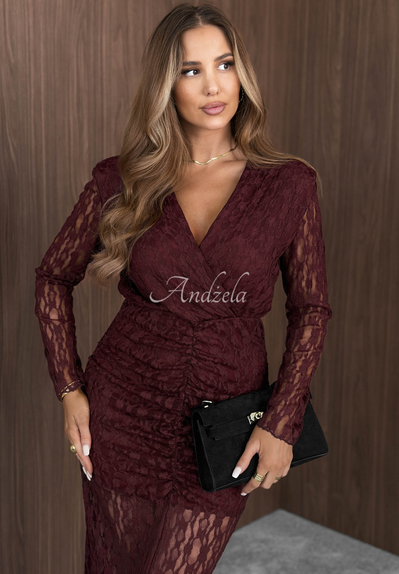 Party Calling Burgundy Lace Dress with Slit