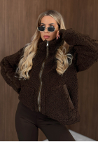 Kurtka kożuszek sherpa z kołnierzem Cozy Darling czekoladowa