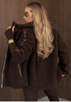 Kurtka kożuszek sherpa z kołnierzem Cozy Darling czekoladowa