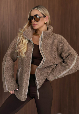 Kurtka kożuszek sherpa ze stójką Cozy Darling mokka