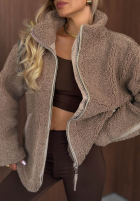 Kurtka kożuszek sherpa z kołnierzem Cozy Darling czekoladowa