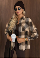 Koszula w kratę Everyday Crush beżowo-szara