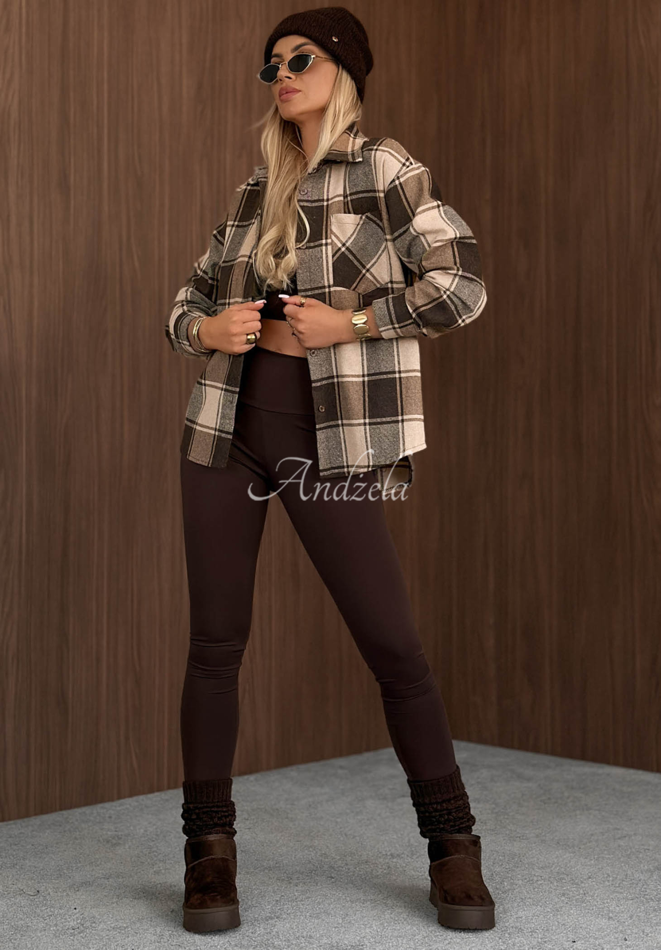 Everyday Crush Beige and Chocolate-Brown Checkered Shirt