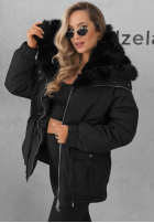 Krótka kurtka parka z futerkiem Last Chapter czekoladowa
