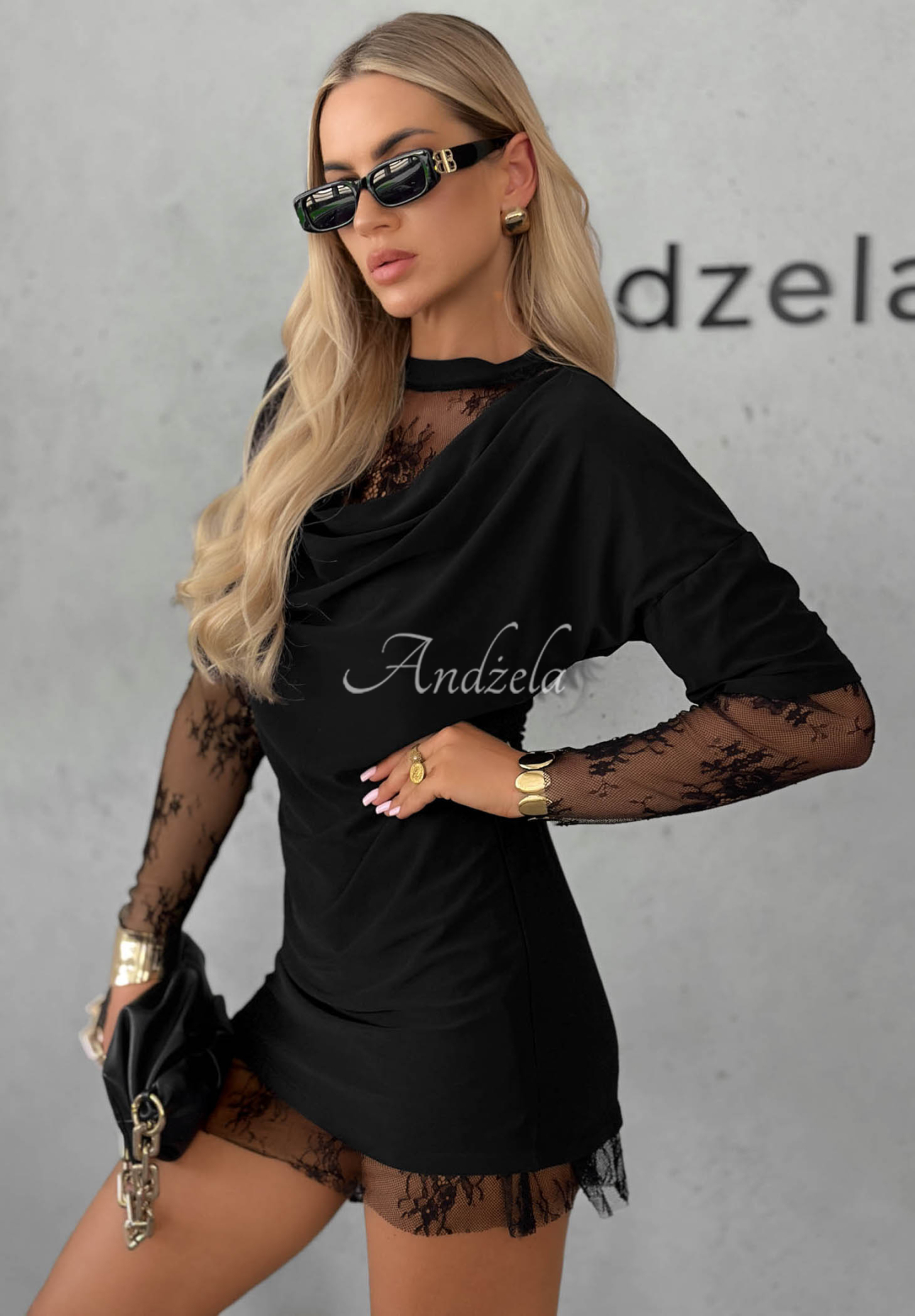 Elegant Affair Black Mini Dress with Lace
