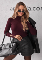Prążkowana bluzka z wiskozy Essential Fit burgundowa
