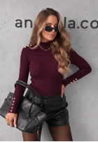 Prążkowana bluzka z wiskozy Essential Fit burgundowa