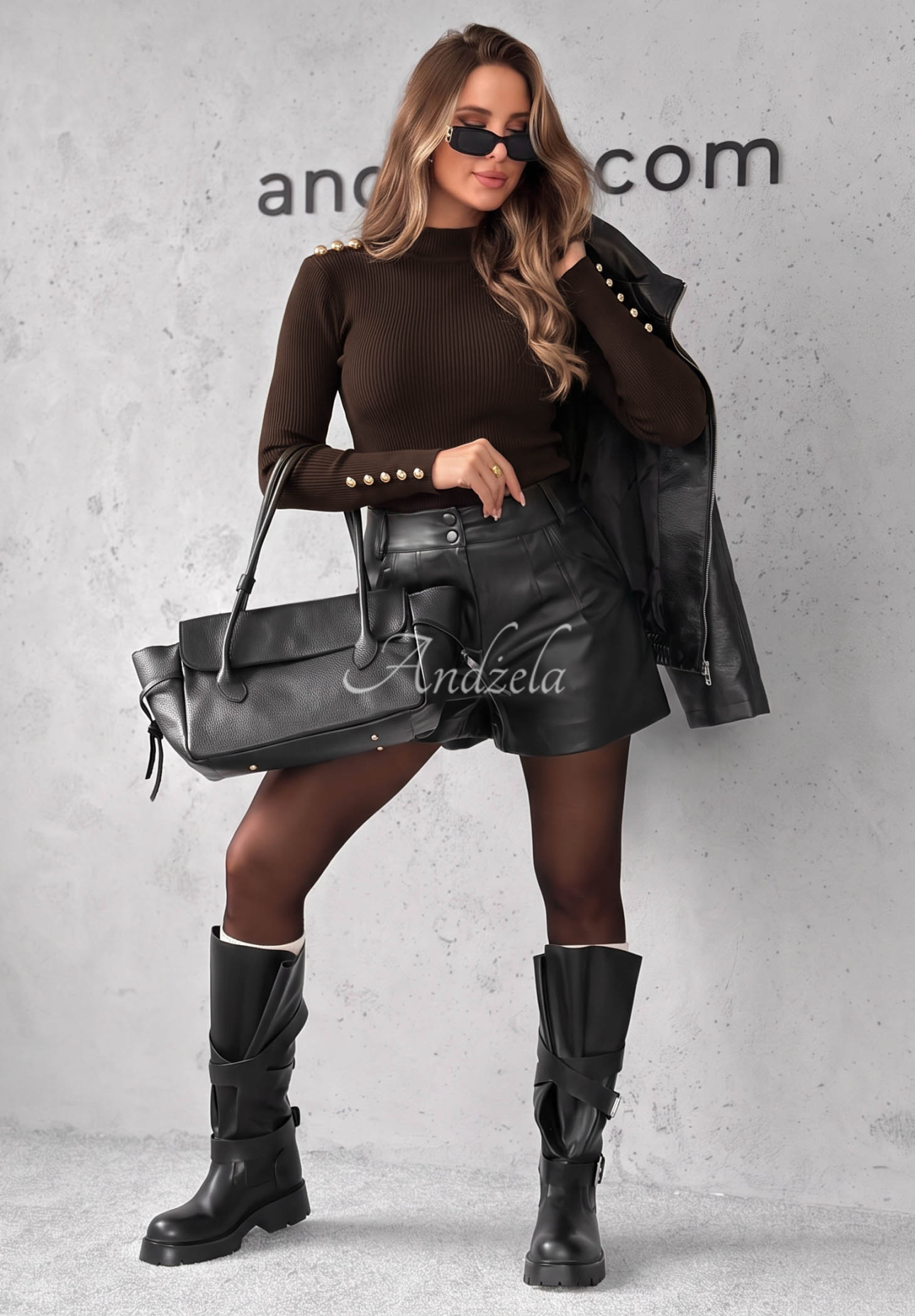 Essential Fit Chocolate-Colored Striped Long-Sleeve Viscose Blouse