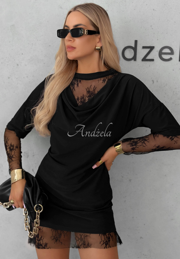 Elegant Affair Black Mini Dress with Lace