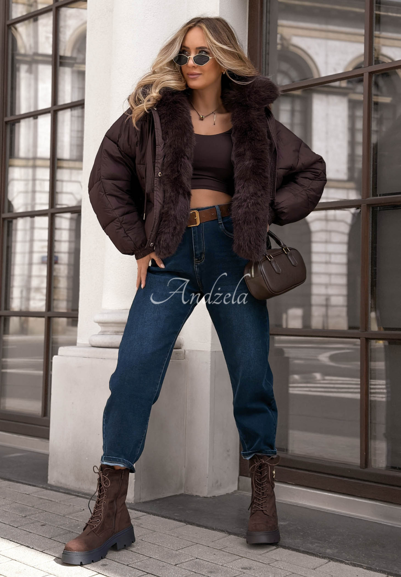 Frosty Darling Short Quilted Jacket with Fur Trim in Plum